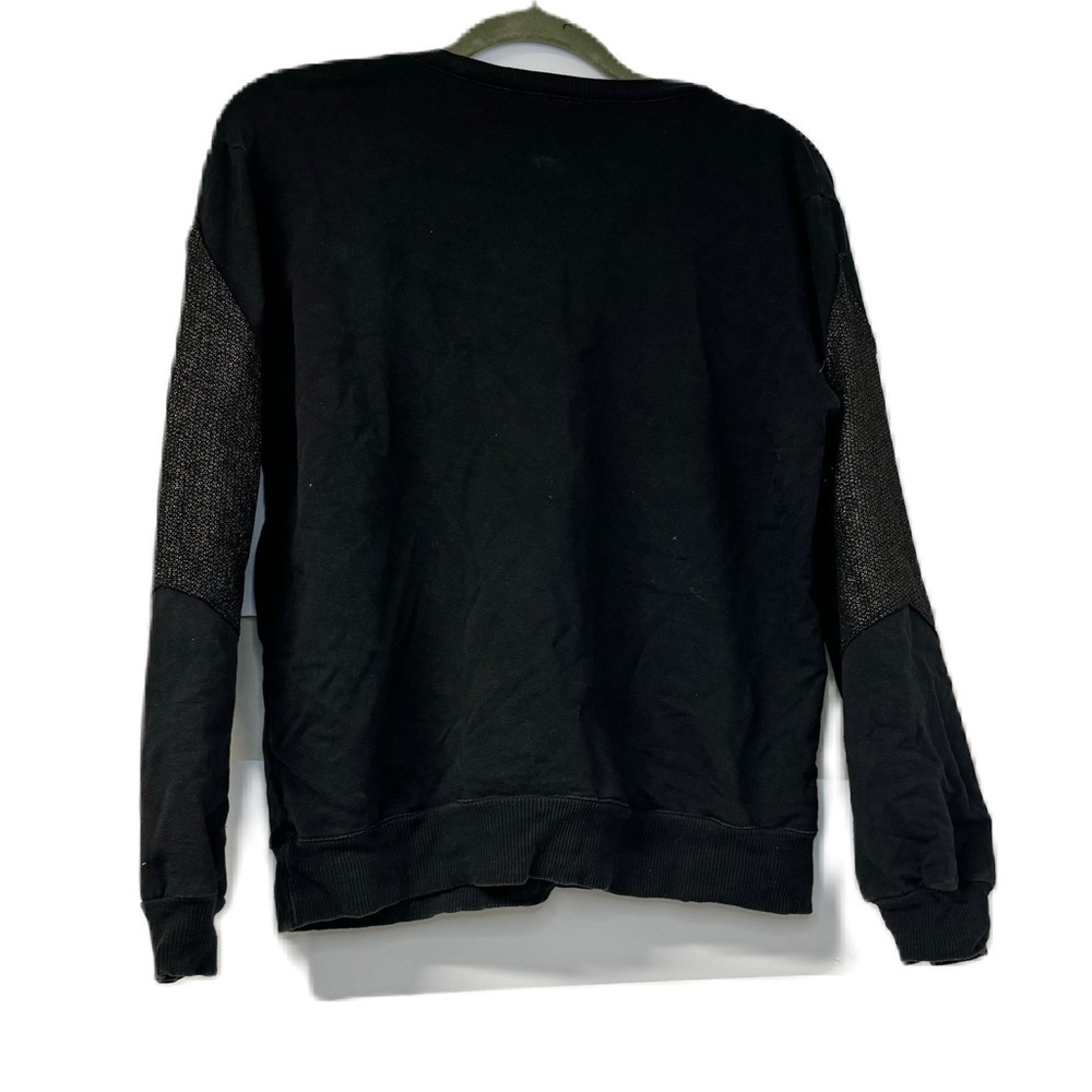 Bianconero woman’s l black cropped star sparkle statement sleeve top casual